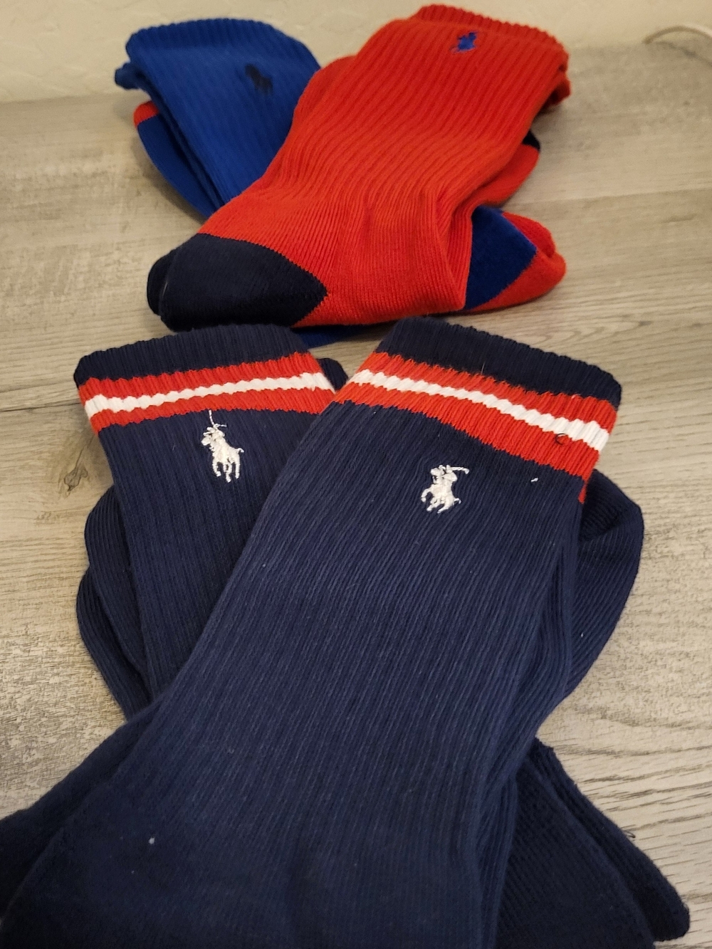 Polo by Ralph Lauren Navy and Red Ribbed Crew Socks - 4 Pairs